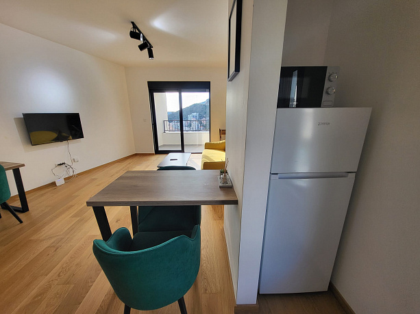 Furnished one bedroom apartment with a sea view and garage space in a new building